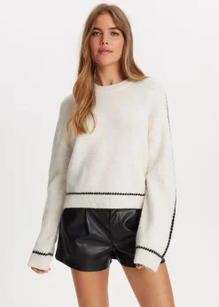 Truien En Vesten<The Sting Trui met contrasterende details off-white gemêleerd