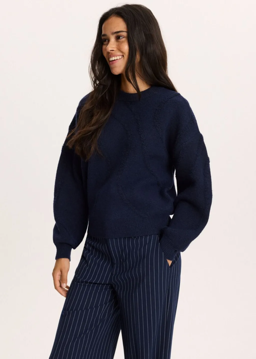 Truien En Vesten<The Sting Trui met 3D patroon donkerblauw