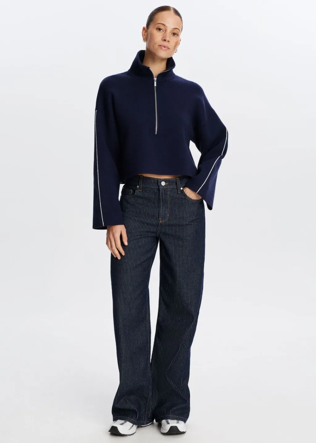 Truien En Vesten<The Sting Trui met half zip donkerblauw