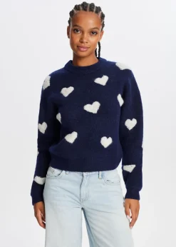 Truien En Vesten<The Sting Trui met hartjes donkerblauw
