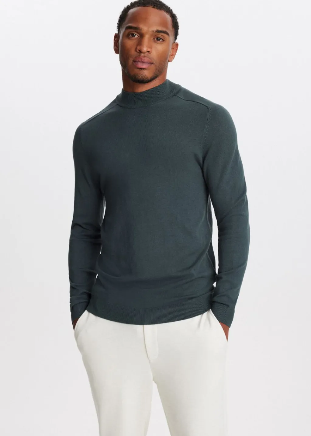 Truien En Vesten<The Sting Trui met mock-neck groen, grijs