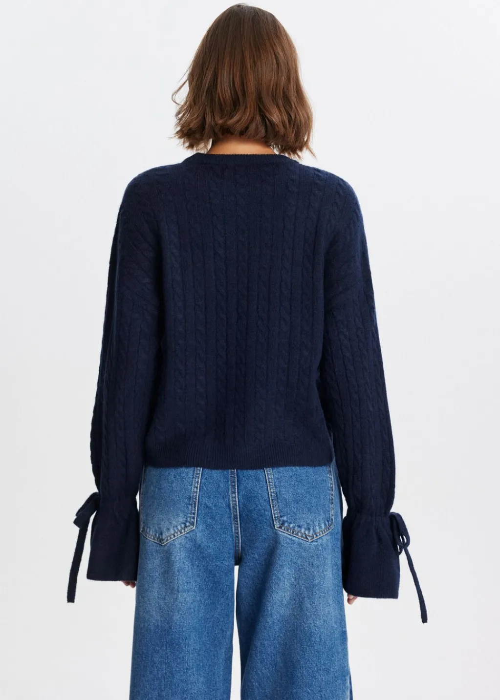 Truien En Vesten<The Sting Trui met strikmouwen donkerblauw