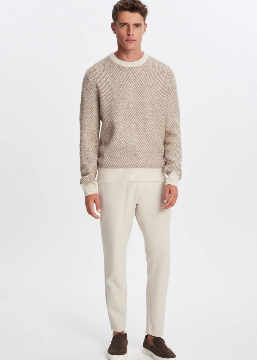 Truien En Vesten<The Sting Trui met visgraatdetail soft mocca