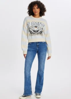 Truien En Vesten<The Sting Trui met zwanenprint lichtblauw