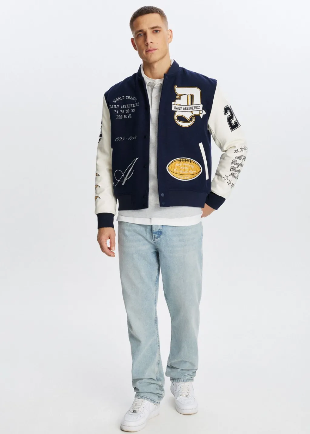 Jassen<The Sting Varsity jacket worldwide donkerblauw