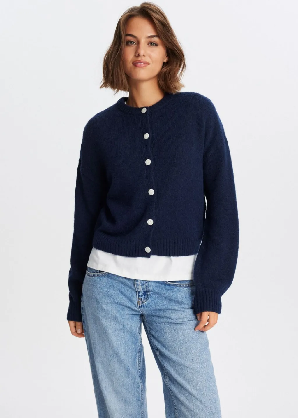 Truien En Vesten<The Sting Vest met balloon mouwen donkerblauw