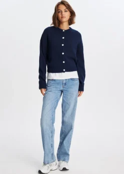 Truien En Vesten<The Sting Vest met balloon mouwen donkerblauw
