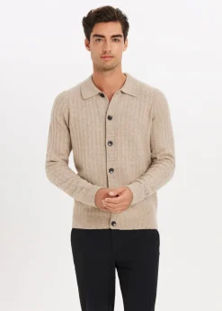 Truien En Vesten<The Sting Vest met structuurdetails zand gemêleerd