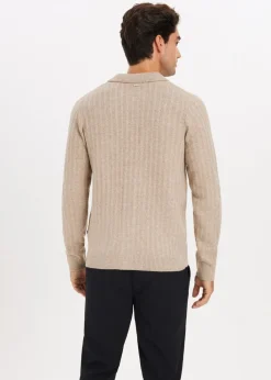 Truien En Vesten<The Sting Vest met structuurdetails zand gemêleerd