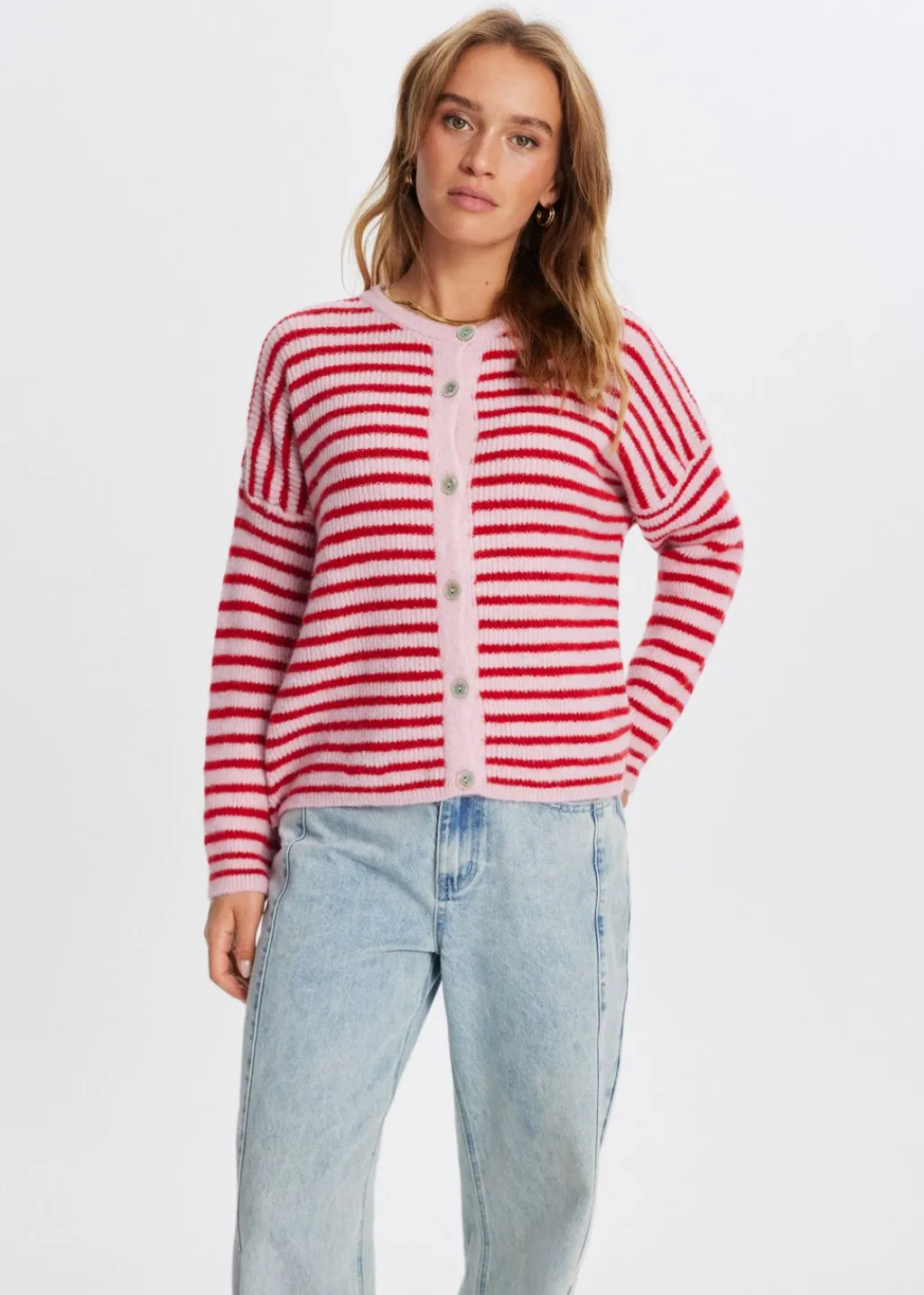 Truien En Vesten<The Sting Vestje met strepen lichtroze