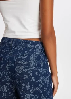 Jeans<The Sting Wide leg jeans met bloemen blauw, used dark