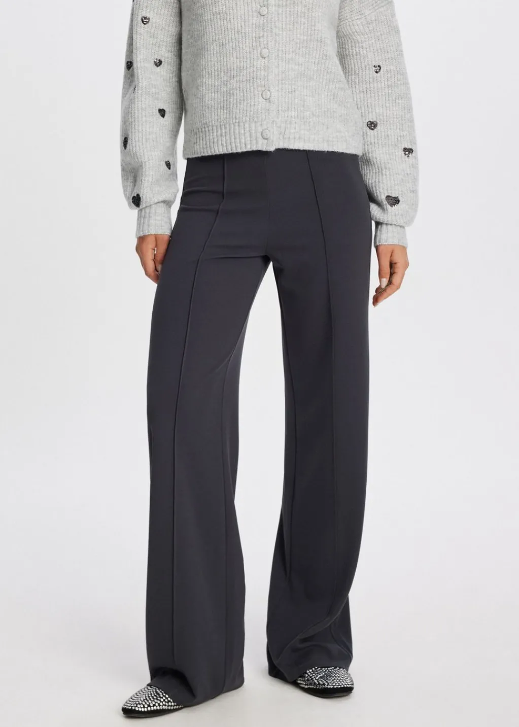 Basics|Broeken<The Sting Wijde broek antraciet