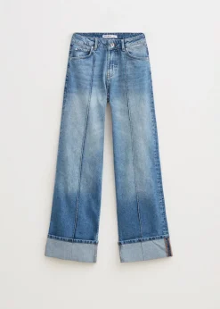 Jeans<The Sting Wijde pintuck jeans blauw, used dark