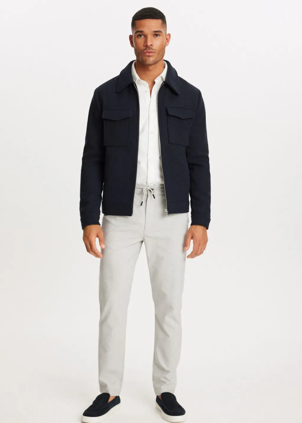 Jassen<The Sting Wolmix jas met rits donkerblauw